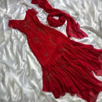 Beautiful Beaded Prom Dress Red Chiffon Mermaid Evening Dress Party Gown Y7527