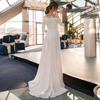#005 3/4 Sleeve O-Neck Wedding Dress 2025 A-Line Lace Appliques Satin Civil Bridal Gown For WOmen Robe De Mariee Simle Civil Cheap