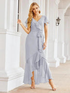 Numbersea Ruffled Bridesmaid Dresses Mermaid Formal Violin Evening Party Prom Gowns 28042