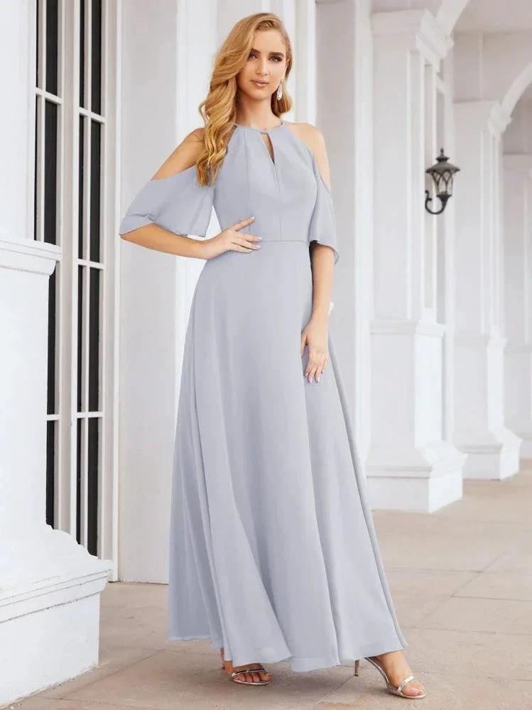 Numbersea Cold Shoulder Bridesmaid Dresses A-Line Long Formal Evening Gowns 28074