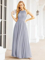 Numbersea Sleeveless Bridesmaid Dresses Long Prom Gown Zipper with Keyhole Back 28056