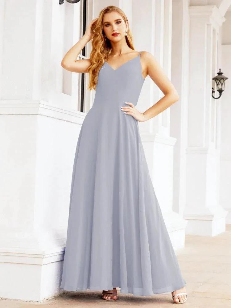 Numbersea Spaghetti Strap Bridesmaid Dresses V Neck Butterfly Back Fromal Evening Party Prom Gown 28036