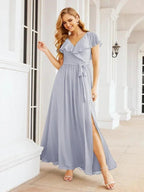 Bridesmaid Dresses with Flutter Sleeves Formal Evening Party Prom Gowns 28044