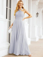 Numbersea Crisscross Halter Bridesmaid Dresses for Party Wedding Evening Prom Maxi Ball Gowns 28053