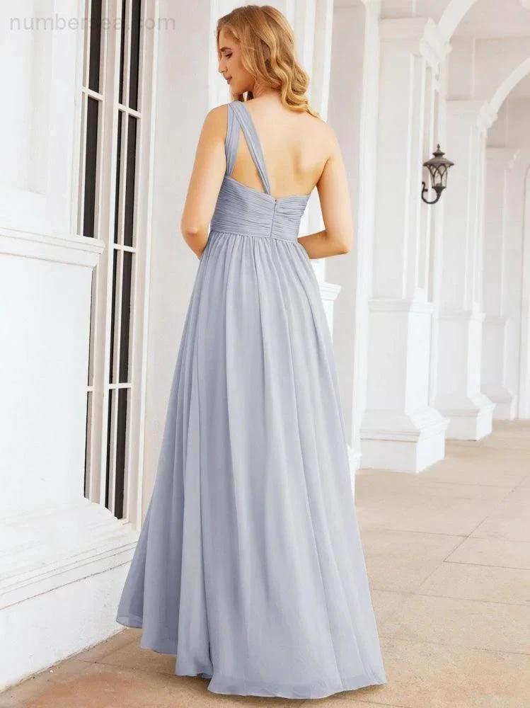 Numbersea One Shoulder Bridesmaid Dresses Long Maxi Formal Evening Party Prom Gowns 28061