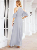 Numbersea Cold Shoulder Bridesmaid Dresses A-Line Long Formal Evening Gowns 28074
