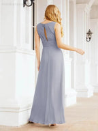 Formal Prom Gown Elegant V-Neck Sleeveless Bridesmaid Dresses for Wedding Party 28037