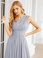 Numbersea One Shoulder Bridesmaid Dresses Long Maxi Formal Evening Party Prom Gowns 28061