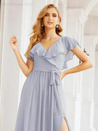 Bridesmaid Dresses with Flutter Sleeves Formal Evening Party Prom Gowns 28044