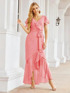 Numbersea Ruffled Bridesmaid Dresses Mermaid Formal Violin Evening Party Prom Gowns 28042