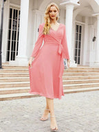Bridesmaid Dress V-Back Waist Belt Mother of the Bride Wedding Guest SY28031