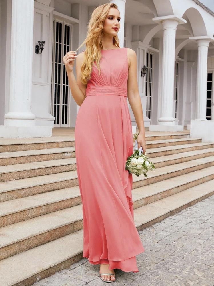 Numbersea Bridesmaid Dresses for Wedding Ruffles Long Formal Prom Gowns 28039