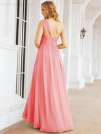 Numbersea One Shoulder Bridesmaid Dresses Long Maxi Formal Evening Party Prom Gowns 28061