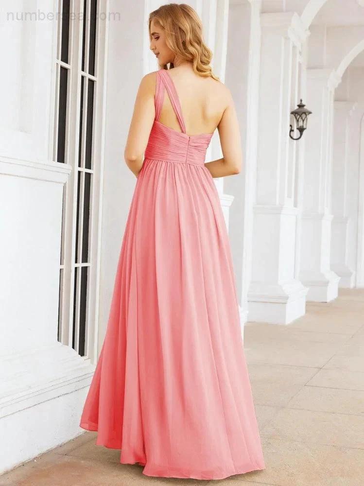 Numbersea One Shoulder Bridesmaid Dresses Long Maxi Formal Evening Party Prom Gowns 28061