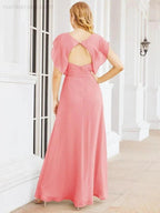 Sunnderly Bridesmaid Dresses Cape Formal Prom Dress Open Back Gowns for Mother of The Bride SY28058
