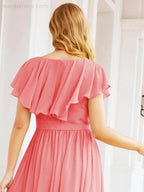 Bridesmaid Dresses with Flutter Sleeves Formal Evening Party Prom Gowns 28044