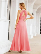 Numbersea Double Spaghetti Straps Bridesmaid Dresses for Women Long Formal Party Dress Side Split 28051