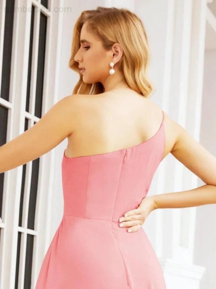 Numbersea Women's One Shoulder Formal Prom Gowns for Mother of The Bride Side Slit Bridesmaid Dresses 28052