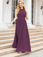 Numbersea Halter Bridesmaid Dress Empire Waist Formal Evening Prom Gown for Mother of The Bride 28030