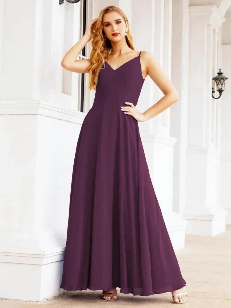 Numbersea Spaghetti Strap Bridesmaid Dresses V Neck Butterfly Back Fromal Evening Party Prom Gown 28036