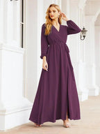 Sunnderly Women's Chiffon Bridesmaid Dress A line Long Sleeves Formal Evening Prom Gown for Wedding Guest SY28032