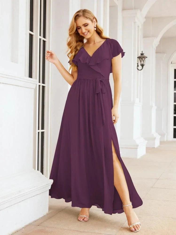 Bridesmaid Dresses with Flutter Sleeves Formal Evening Party Prom Gowns 28044