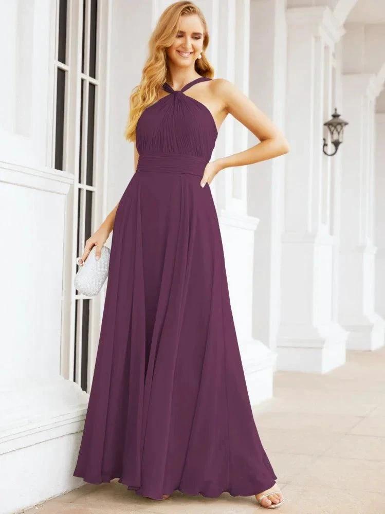 Numbersea Crisscross Halter Bridesmaid Dresses for Party Wedding Evening Prom Maxi Ball Gowns 28053