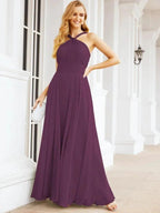 Numbersea Crisscross Halter Bridesmaid Dresses for Party Wedding Evening Prom Maxi Ball Gowns 28053