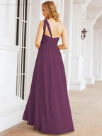 Numbersea One Shoulder Bridesmaid Dresses Long Maxi Formal Evening Party Prom Gowns 28061