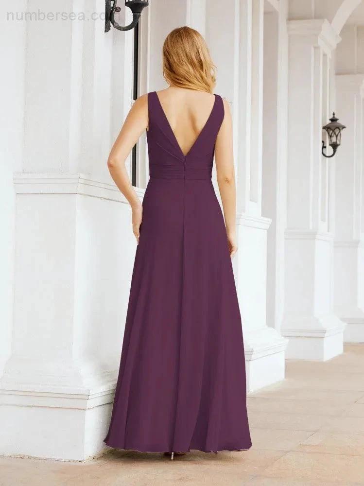 Numbersea Bridesmaid Dresses for Wedding Ruffles Long Formal Prom Gowns 28039