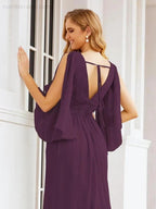 Numbersea Bridesmaid Dresses with Split for Wedding Party Flutter Sleeves 28045
