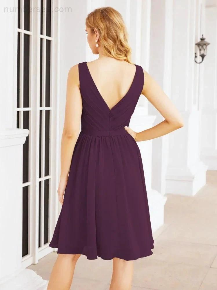 Numbersea Homecoming Dresses Knee Length Skirt V Back 28062