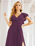 Bridesmaid Dresses with Flutter Sleeves Formal Evening Party Prom Gowns 28044