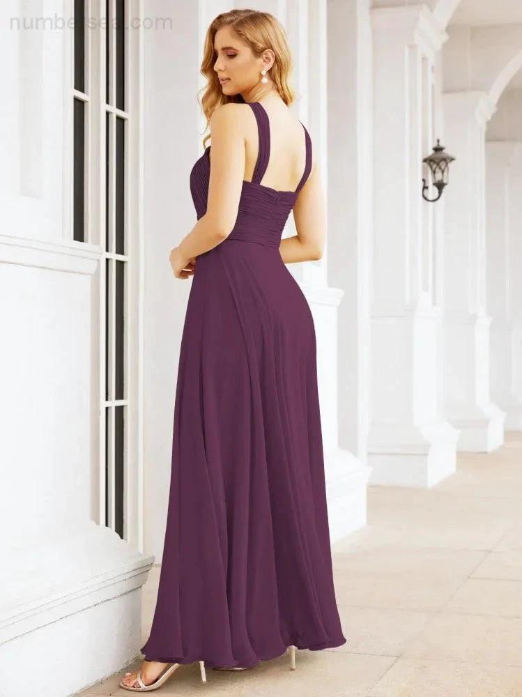 Numbersea Crisscross Halter Bridesmaid Dresses for Party Wedding Evening Prom Maxi Ball Gowns 28053