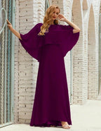 Sunnderly  Bridesmaid Dress Women Long Sleeve V-Neck Chiffon Formal Wedding Party Dress SY28018