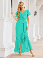 Numbersea Ruffled Bridesmaid Dresses Mermaid Formal Violin Evening Party Prom Gowns 28042
