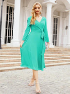 Bridesmaid Dress V-Back Waist Belt Mother of the Bride Wedding Guest SY28031