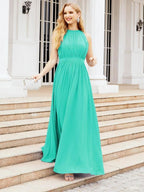 Numbersea Halter Bridesmaid Dress Empire Waist Formal Evening Prom Gown for Mother of The Bride 28030
