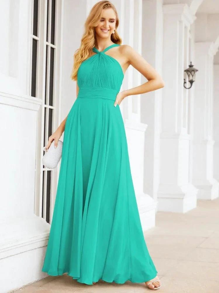 Numbersea Crisscross Halter Bridesmaid Dresses for Party Wedding Evening Prom Maxi Ball Gowns 28053