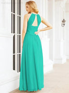 Numbersea Sleeveless Bridesmaid Dresses Long Prom Gown Zipper with Keyhole Back 28056