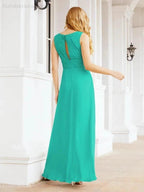 Formal Prom Gown Elegant V-Neck Sleeveless Bridesmaid Dresses for Wedding Party 28037