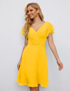 Numbersea U Back Homecoming Dress Formal Prom Dress Knee Length Short Sleeves Cocktail Party Dress 28077
