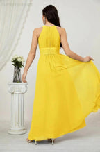 Numbersea Formal Party Gown Dress Chiffon Halter Long Sleeveless Bridesmaid Dresses 2802