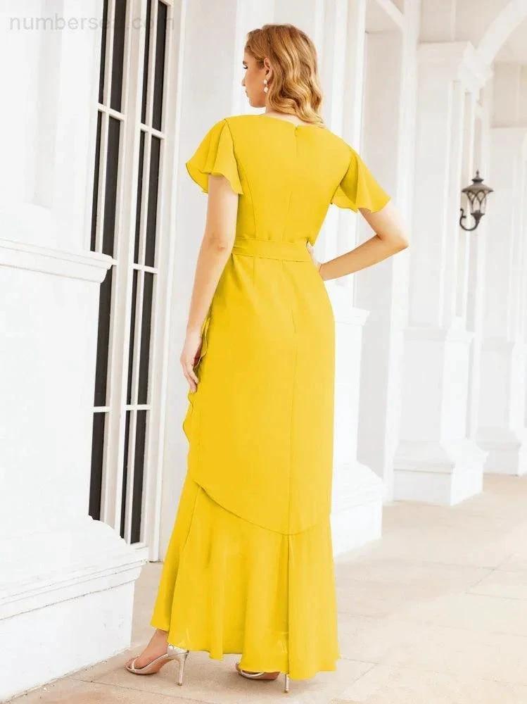 Numbersea Ruffled Bridesmaid Dresses Mermaid Formal Violin Evening Party Prom Gowns 28042