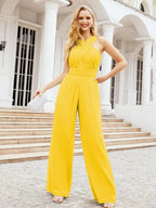 Numbersea Crisscross Neck Jumpsuit Formal Evening Dress Long Bridesmaid Dresses Bell-bottomed Pants 28033