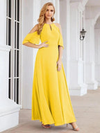 Numbersea Cold Shoulder Bridesmaid Dresses A-Line Long Formal Evening Gowns 28074