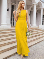 Numbersea Bridesmaid Dresses for Wedding Ruffles Long Formal Prom Gowns 28039