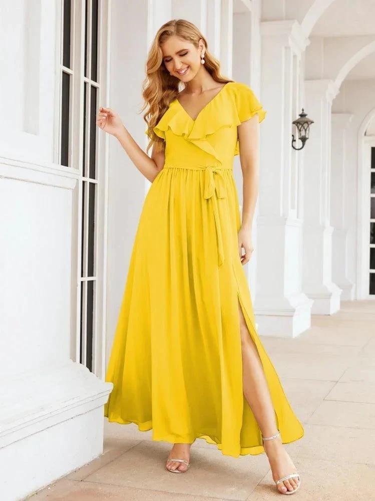 Bridesmaid Dresses with Flutter Sleeves Formal Evening Party Prom Gowns 28044