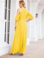 Numbersea Cold Shoulder Bridesmaid Dresses A-Line Long Formal Evening Gowns 28074