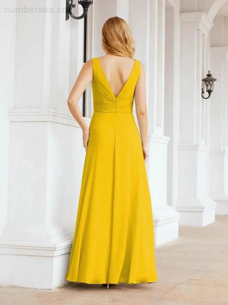 Numbersea Bridesmaid Dresses for Wedding Ruffles Long Formal Prom Gowns 28039